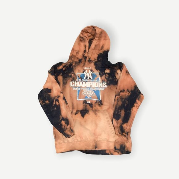 Kids** Vintage Acid Wash Yankees 2009 AL Champions Hoodie, Youth Medium, Reworke - Picture 1 of 1
